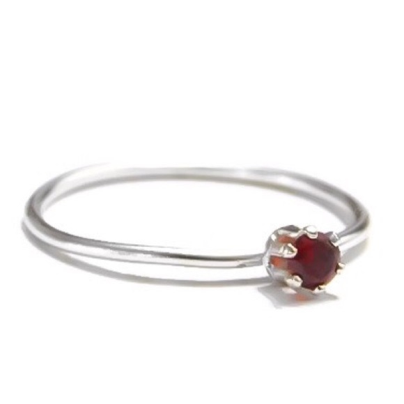 925 Sterling Silver 3mm Red Ruby Gemstone CZ 6-Prong Set Solitaire Stacking Ring - Picture 3 of 7